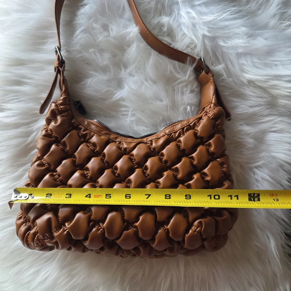 Quilted Shoulder Bag in Caramel Brown - Picture 2 of 4